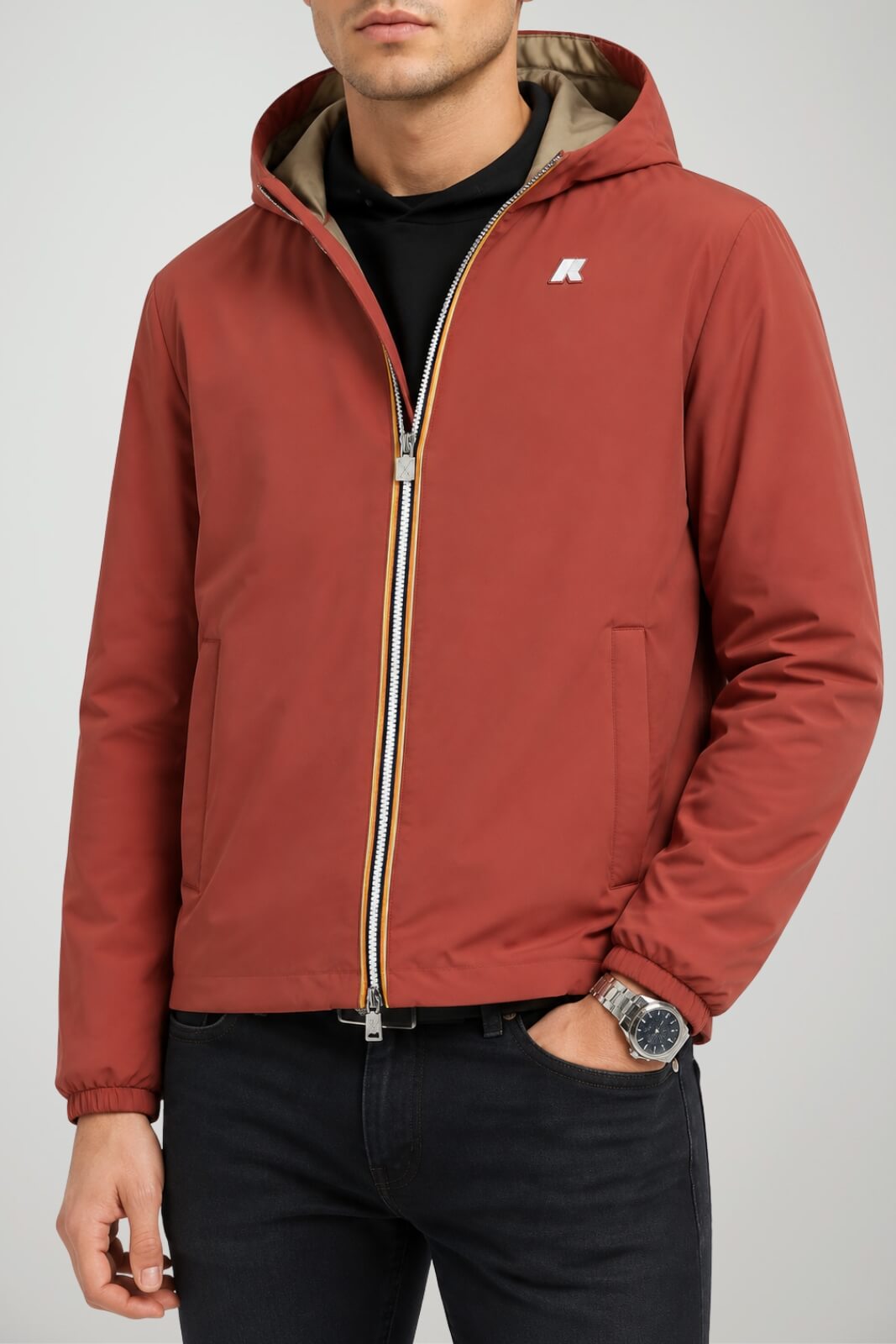 K-Way Giacca Uomo Jack ST Warm Double reversibile / Rosso-Beige