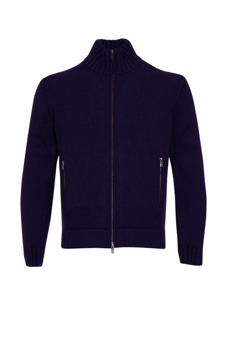 Cardigan da uomo collo alto full zip fronte