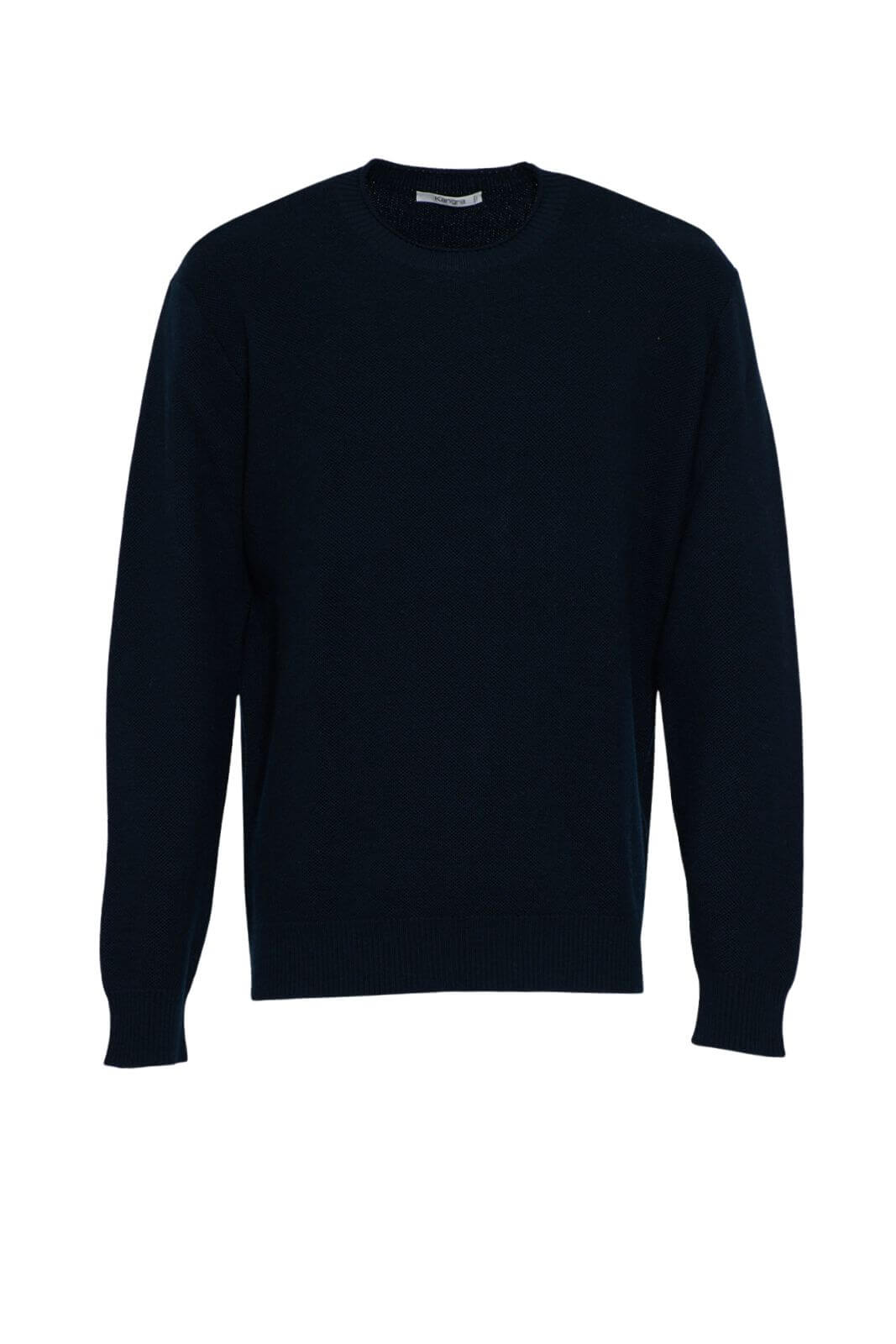 Maglione da uomo Kangra girocollo lavorazione a nido d'ape fronte