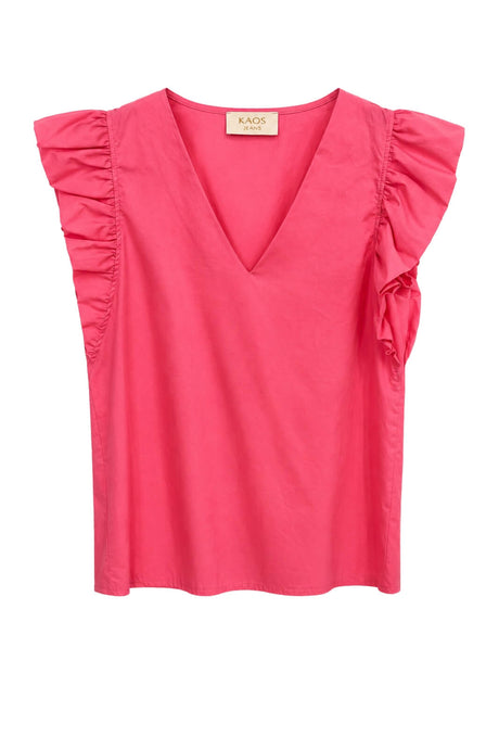 Blusa smanicata da donna con rouches