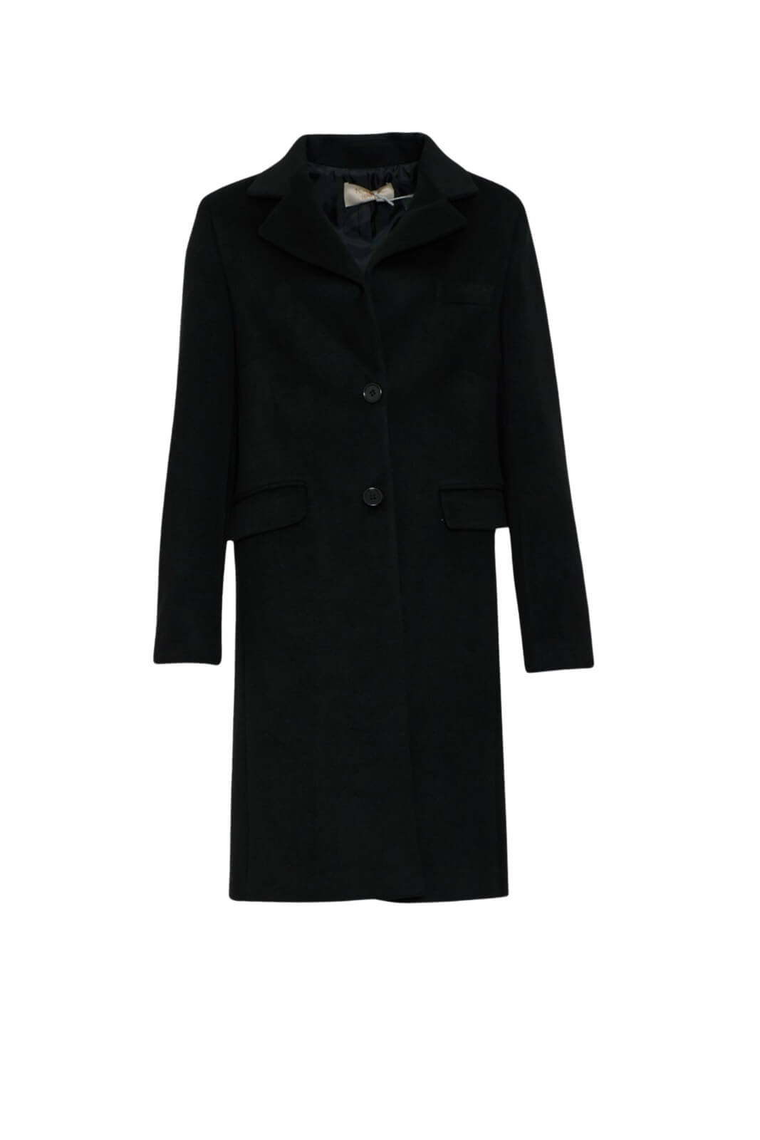 Cappotto donna Kaos monopetto in panno nero fronte