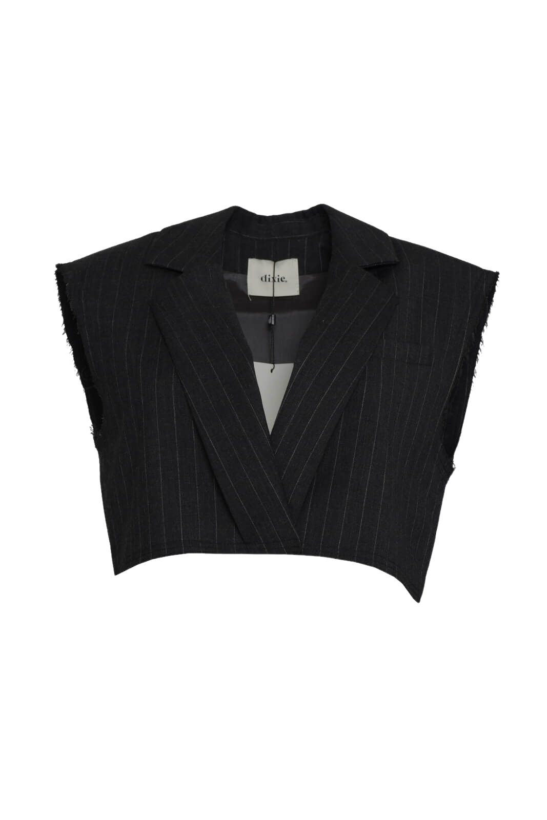 Dixie Gilet Donna gessato con orli sfrangiati