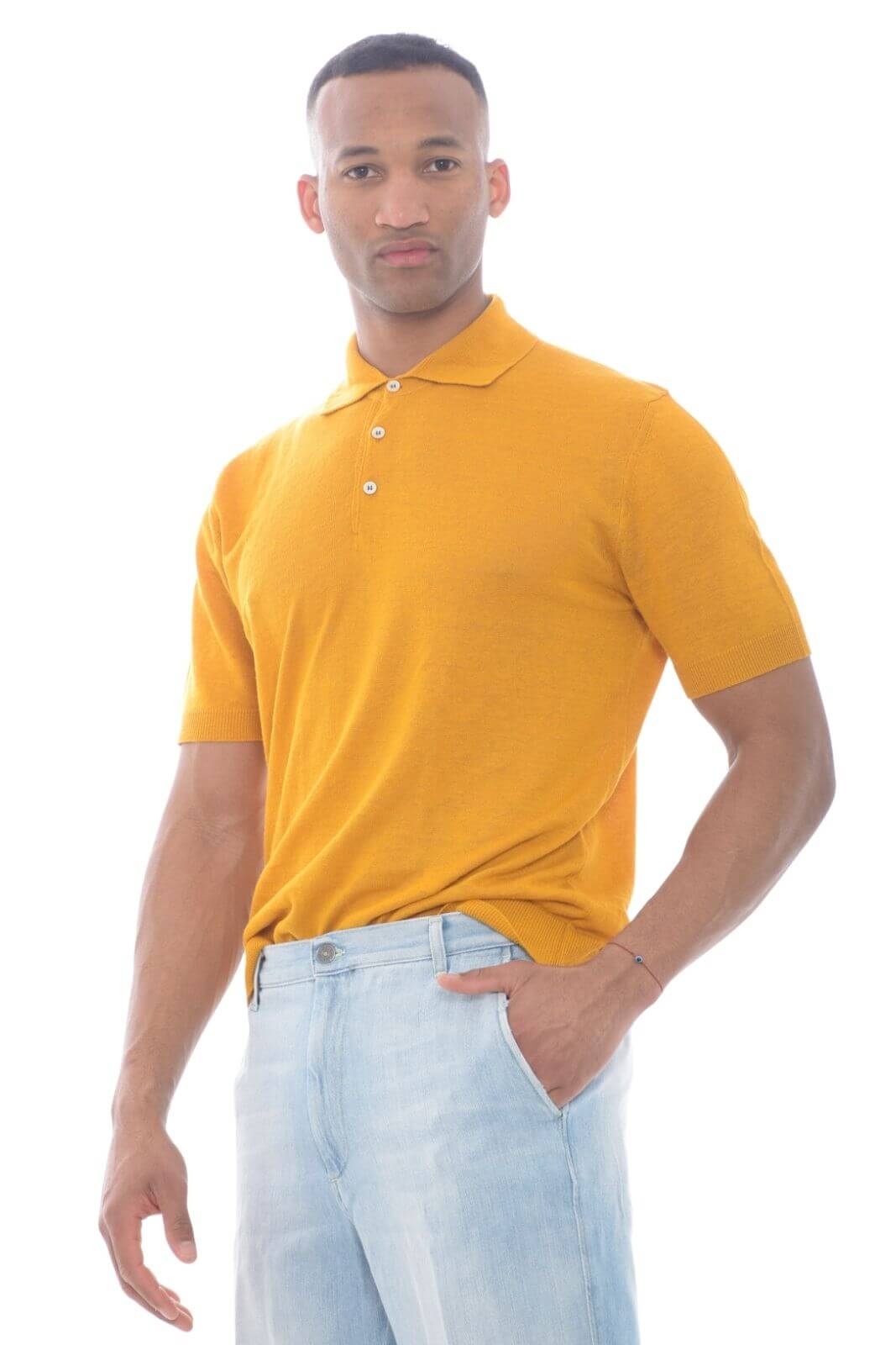 Gallia polo uomo in filo misto lino