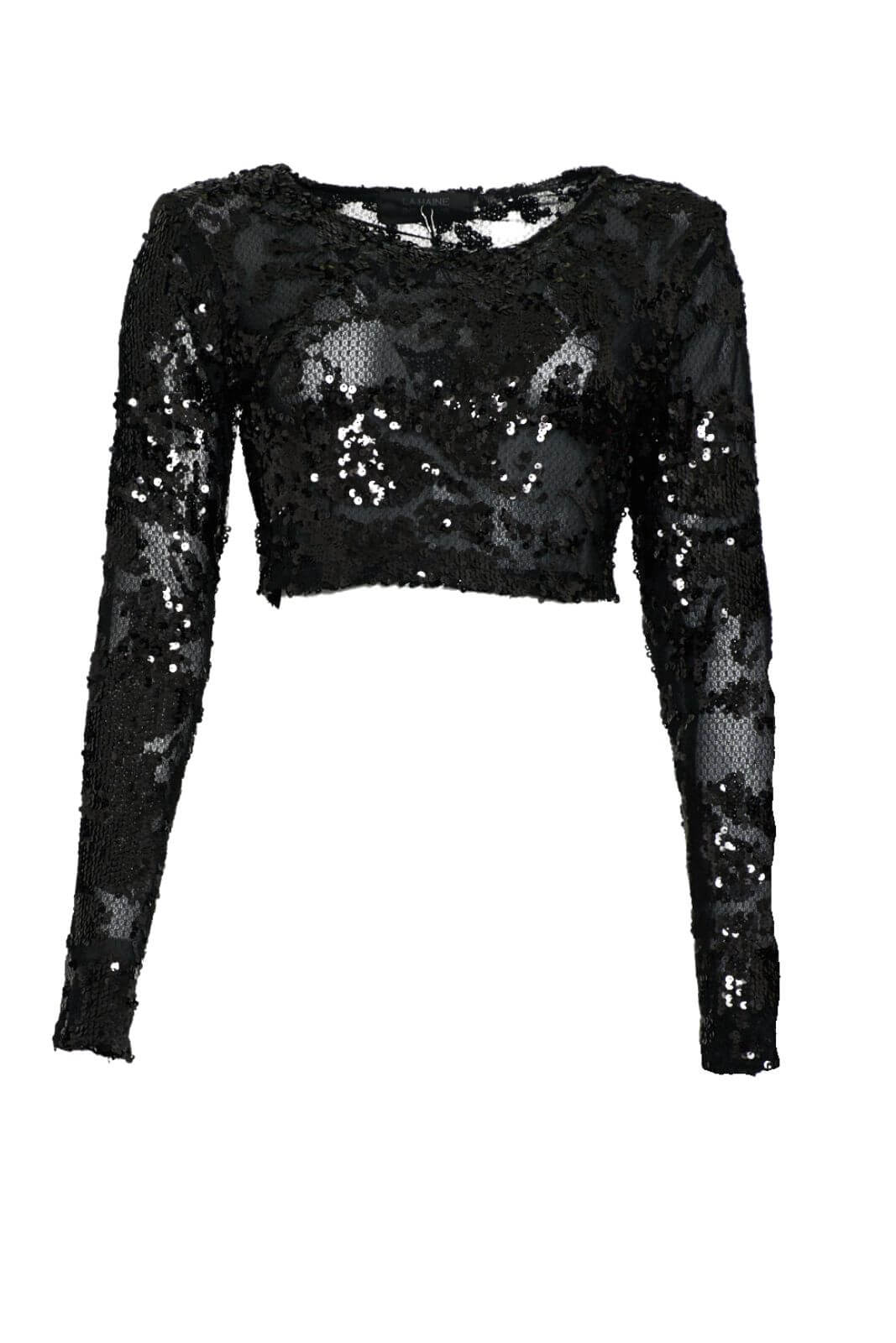 Top da donna La Haine Inside Us crop con paillettes fronte