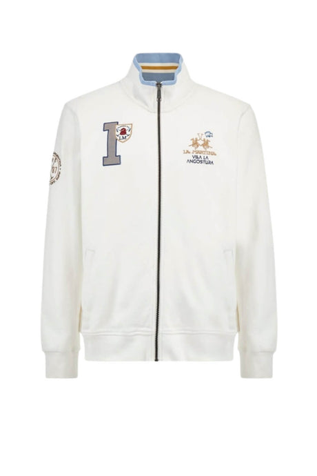 Felpa da uomo La Martina con zip e patch fronte