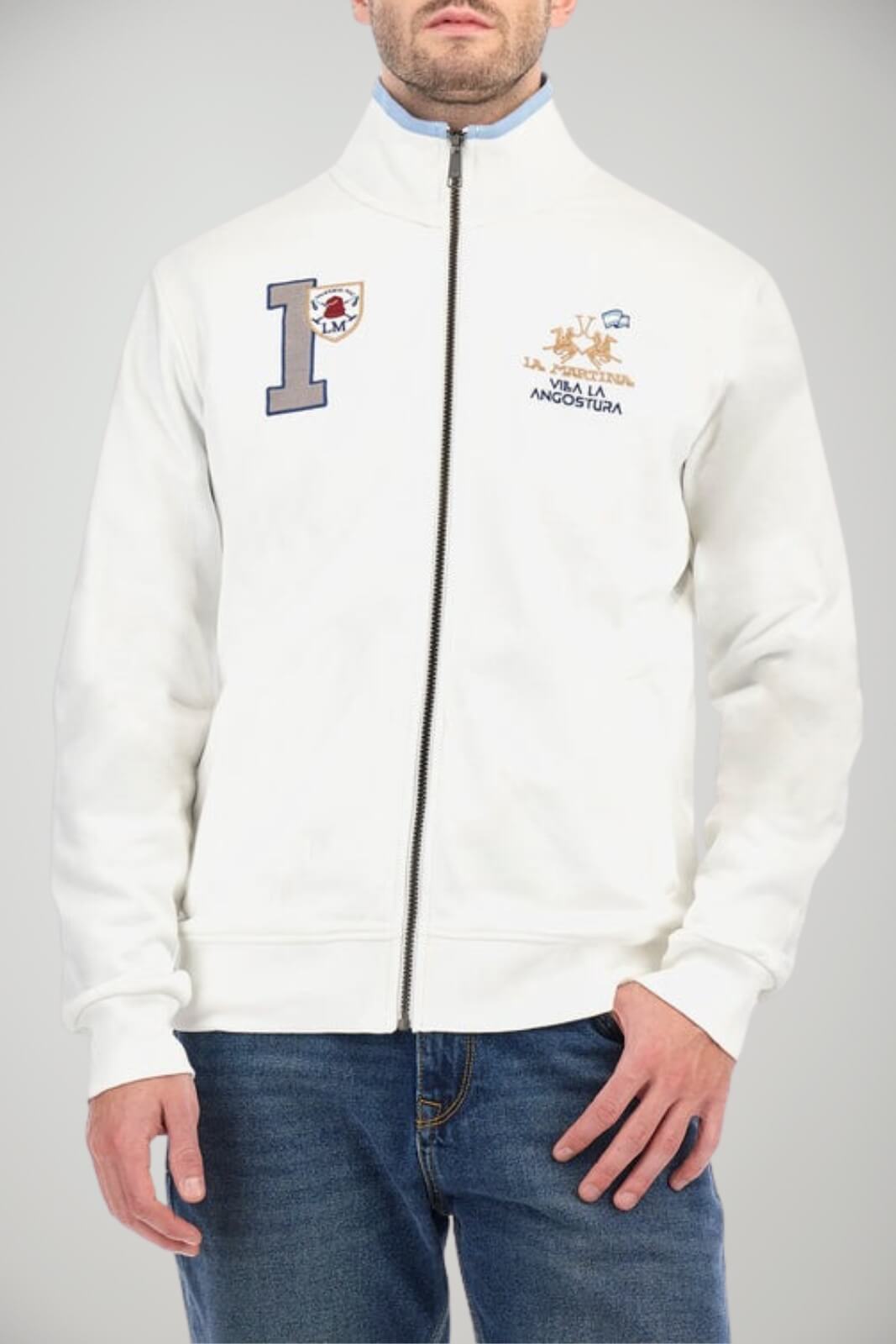 Felpa da uomo La Martina con zip e patch fronte 1