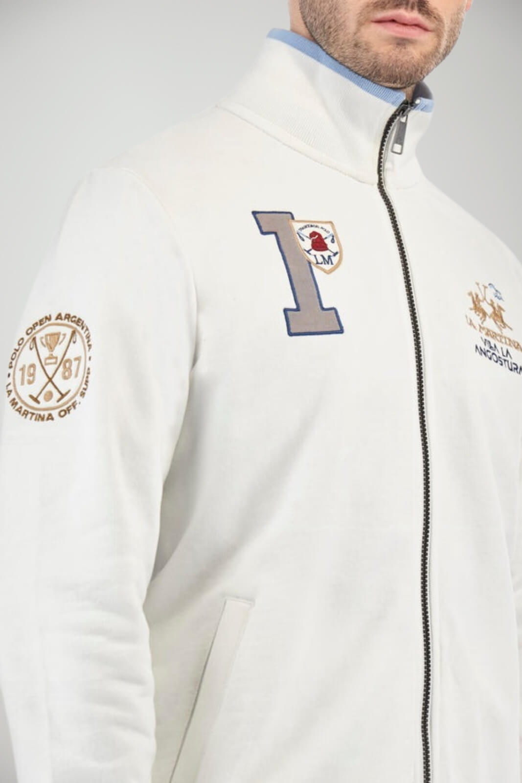 Felpa da uomo La Martina con zip e patch dettaglio