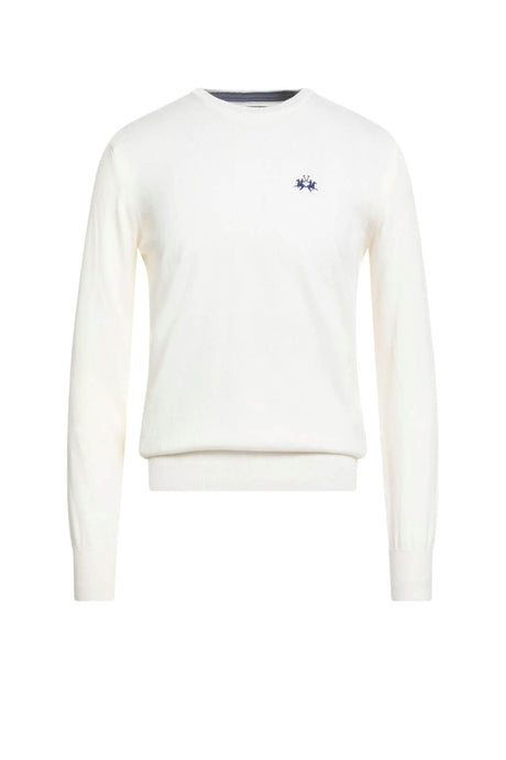 Maglia da uomo La Martina a tinta unita con logo fronte bianco