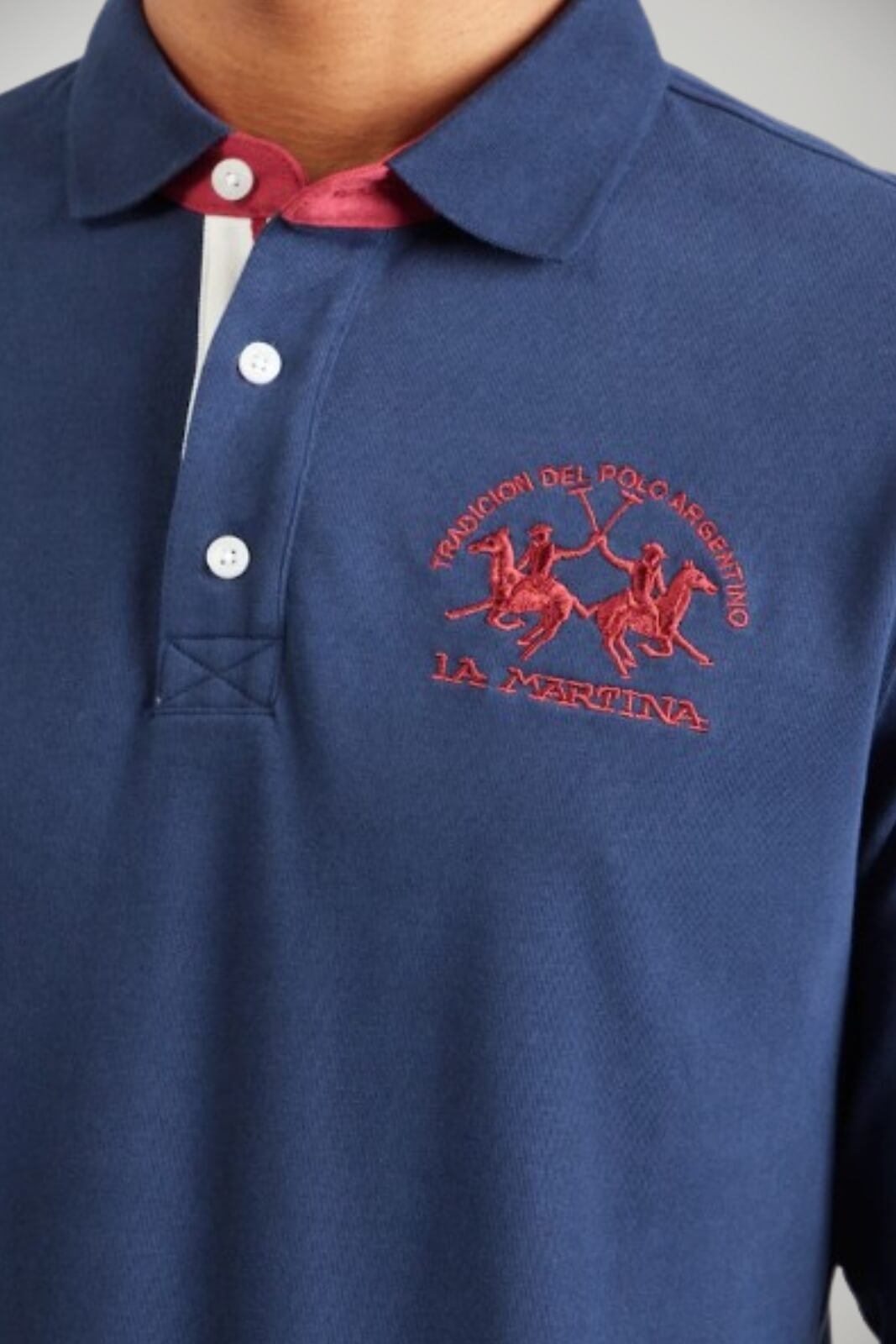 Polo da uomo La Martina in jersey maniche lunghe dettaglio