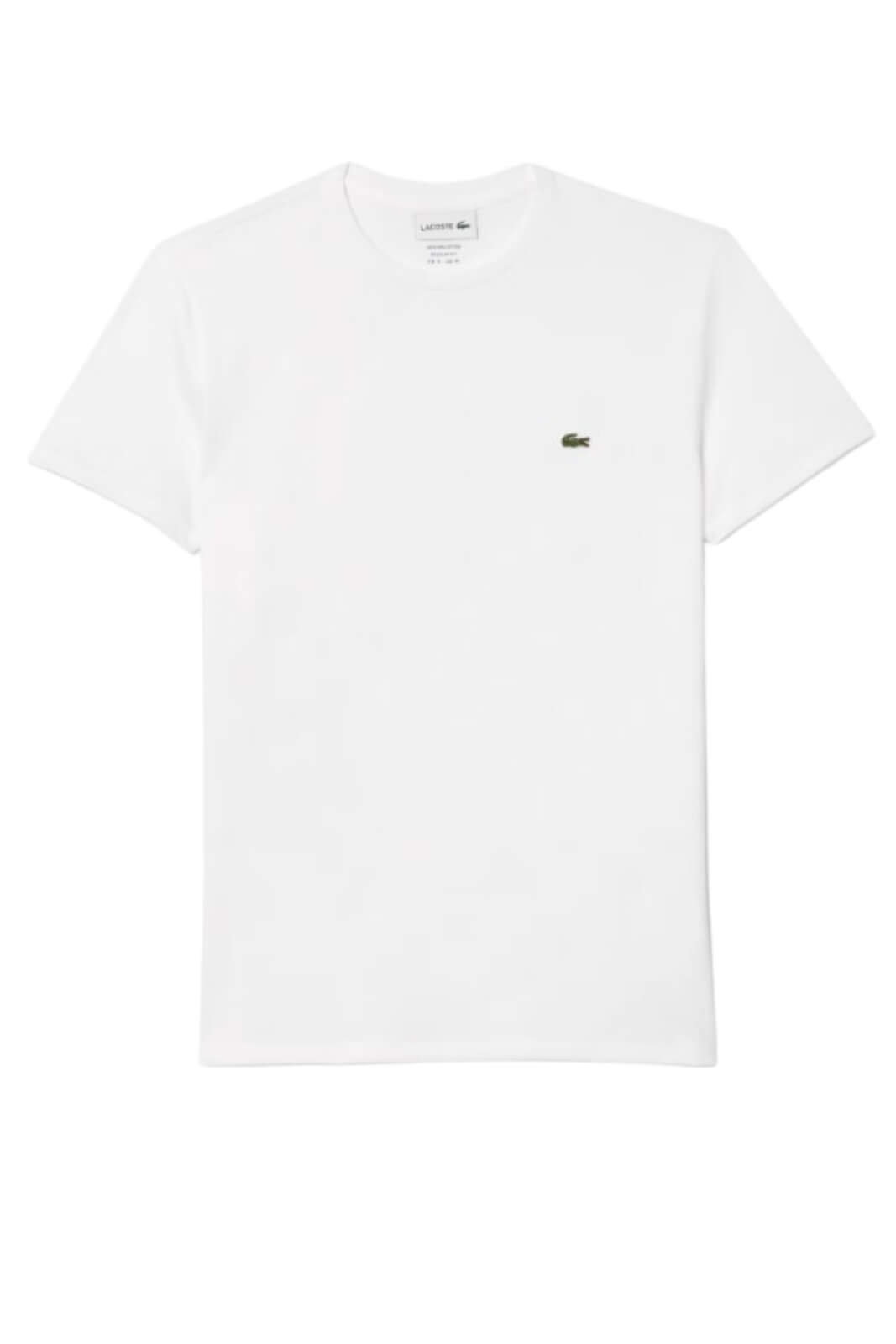 T-shirt da uomo Lacoste in cotone a maniche corte con logo fronte