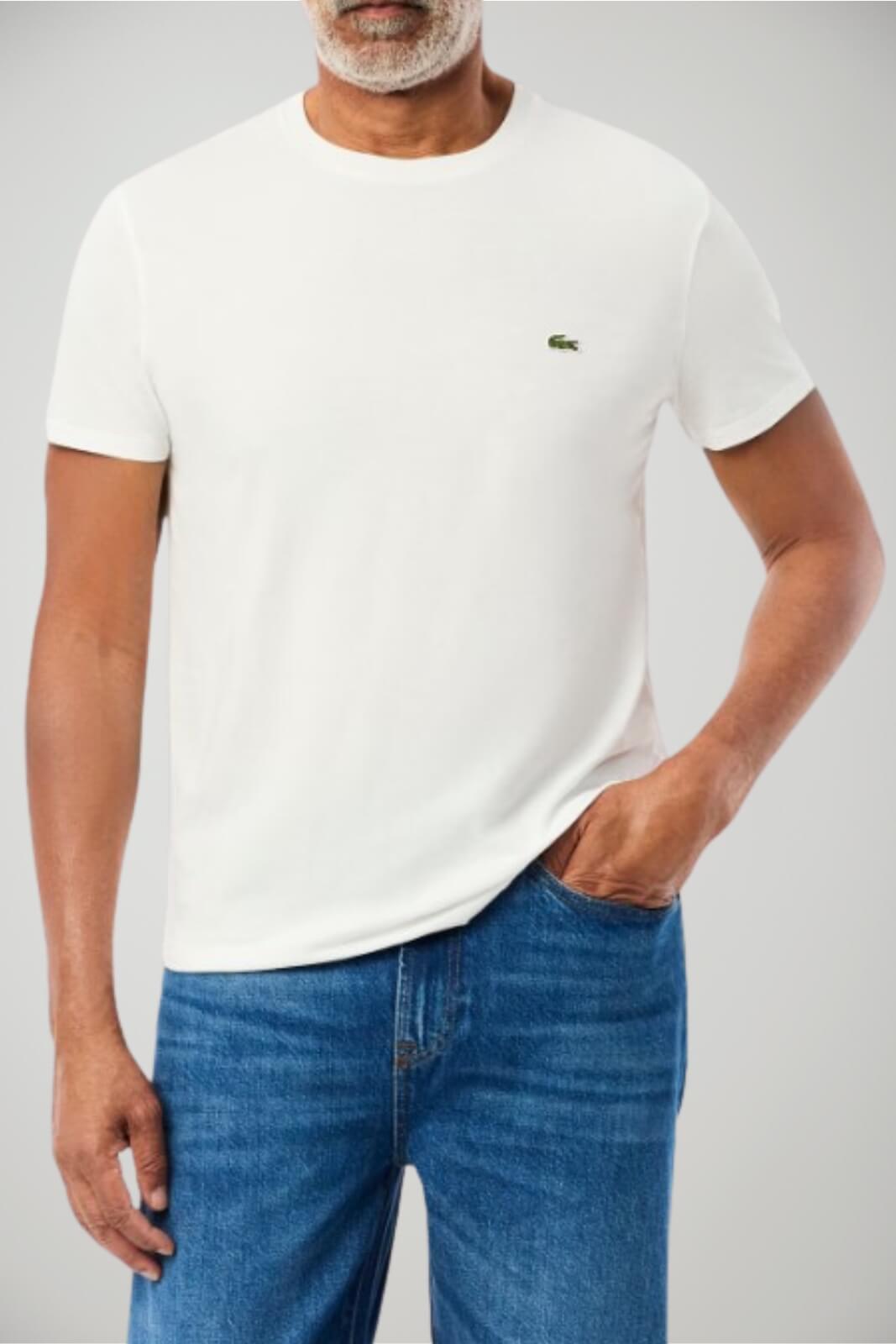 T-shirt da uomo Lacoste in cotone a maniche corte con logo fronte 1