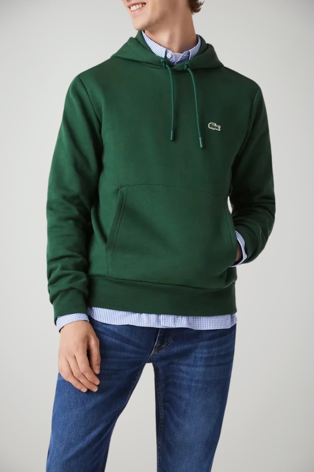 Felpa Lacoste da uomo con cappuccio e logo coccodrillo fronte 1