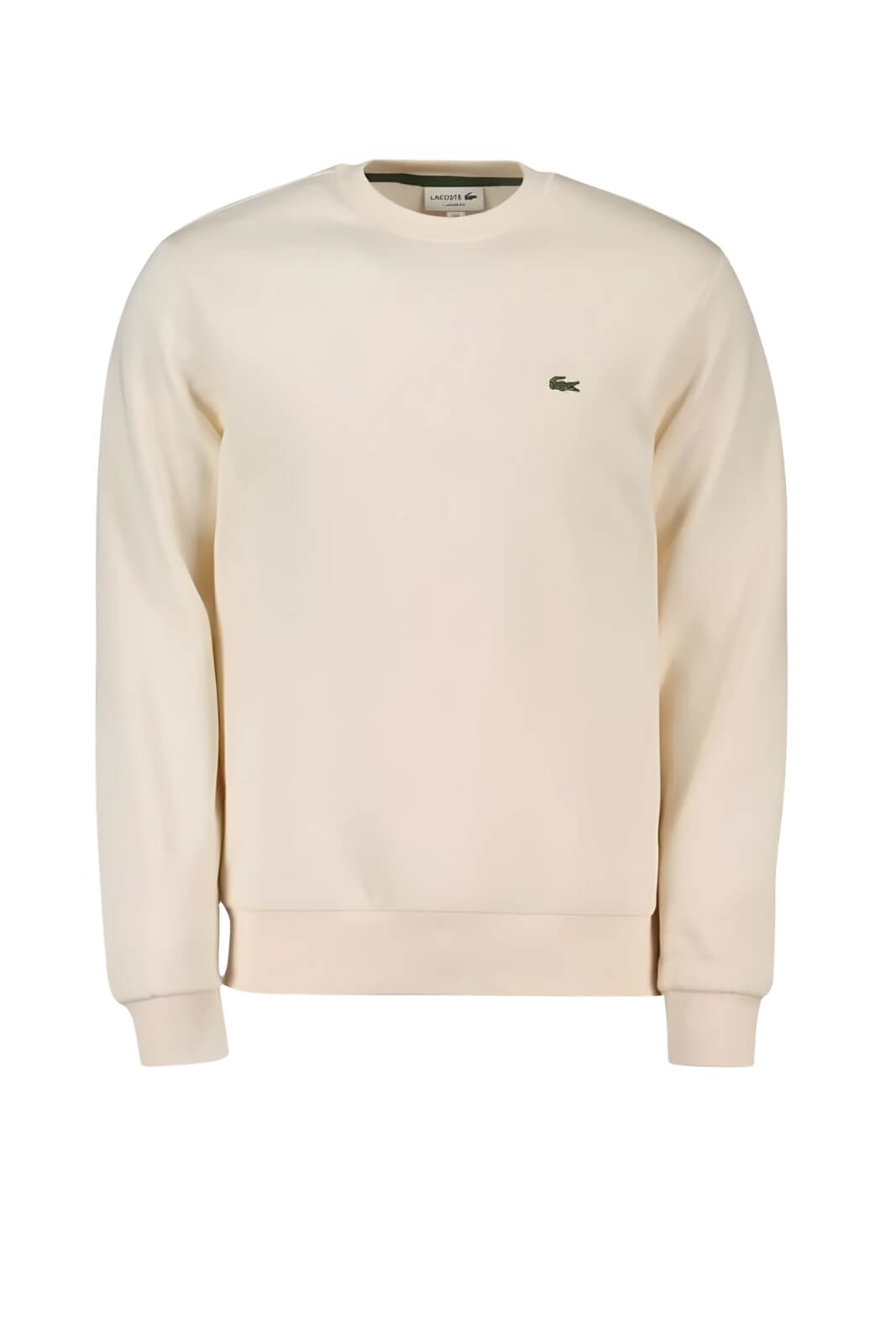 Felpa uomo Lacoste girocollo con logo fronte panna