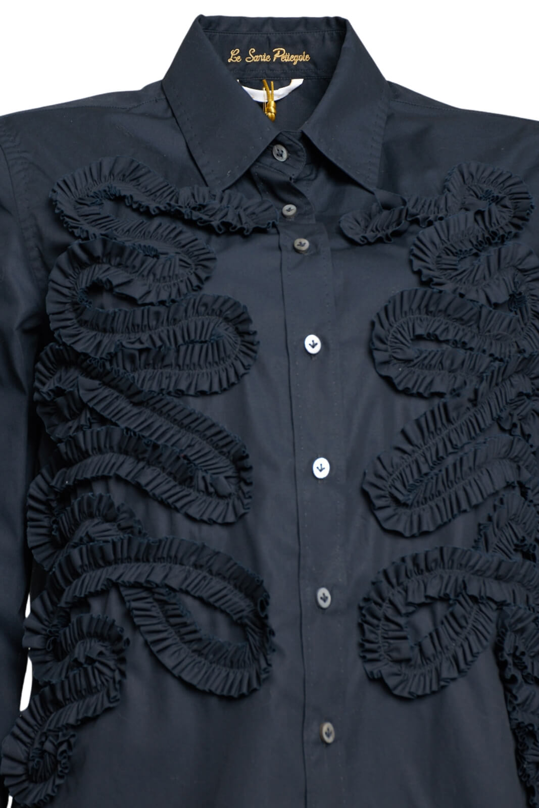 Camicia da donna con rouches centrale dettaglio