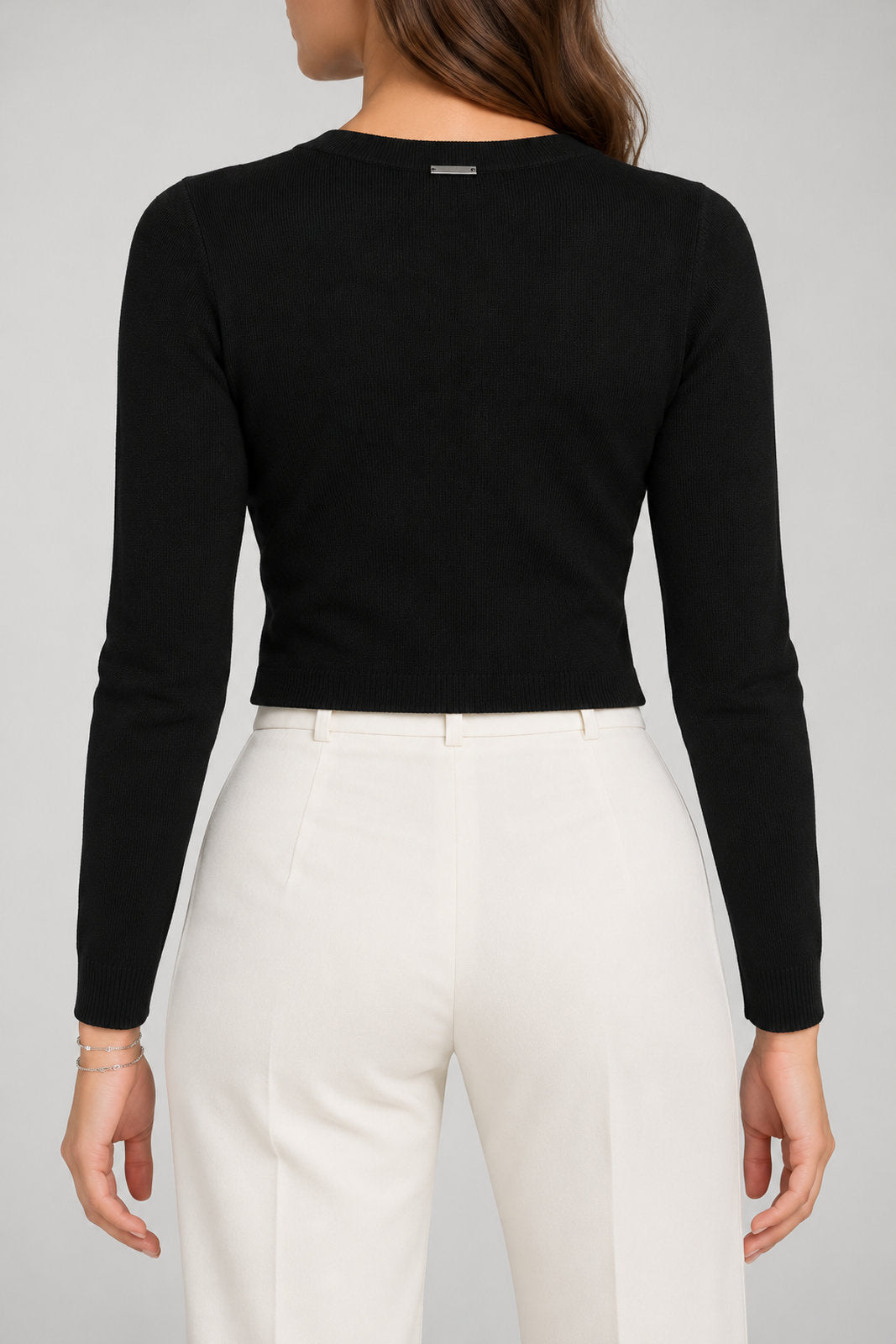 Liu Jo maglia donna crop con bottone gioiello