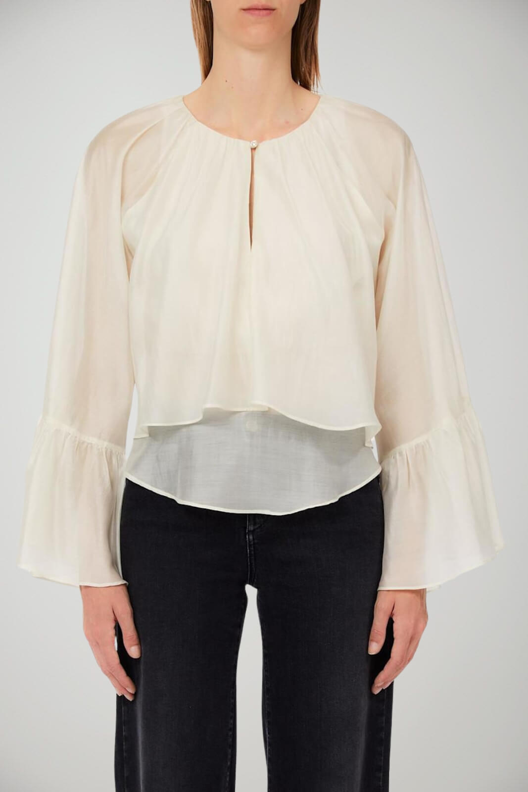 Liu Jo Blusa Donna in mussola con polsini ampi