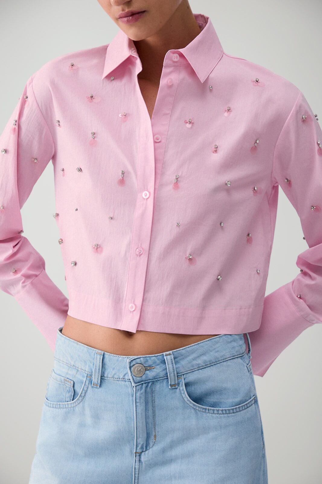 Liu Jo Camicia Donna in popeline con strass / Rosa