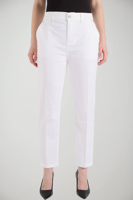 Pantaloni donna Liu Jo modello chino vestibilità regular in cotone e poliestere in tinta unita bianca