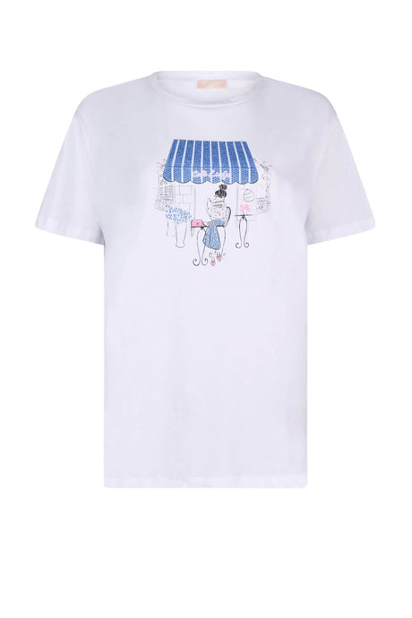 T-shirt donna Liu Jo maniche corte in cotone color bianco con stampa centrale