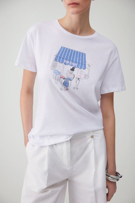 T-shirt donna Liu Jo maniche corte in cotone color bianco con stampa centrale