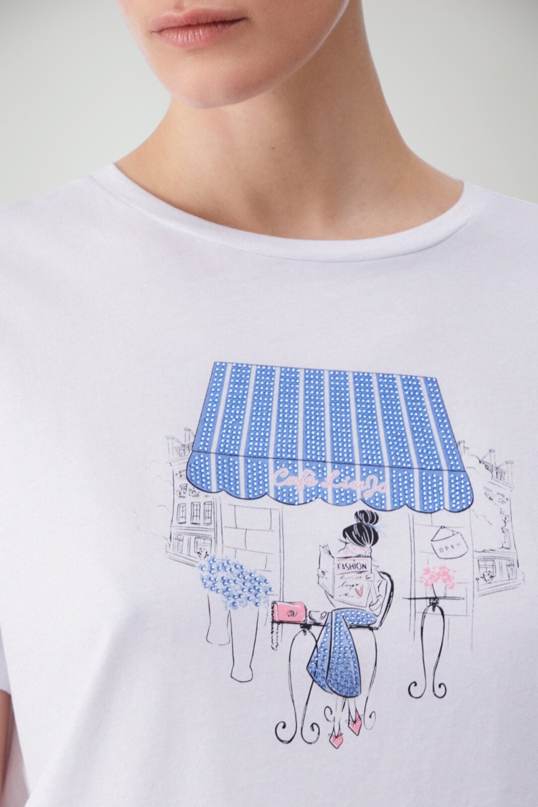 T-shirt donna Liu Jo maniche corte in cotone color bianco con stampa centrale