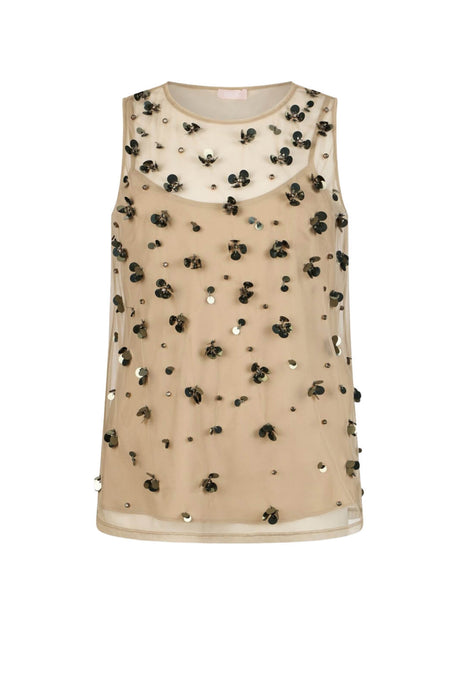 Top donna Liu Jo smanicato in poliestere con paillettes floreali
