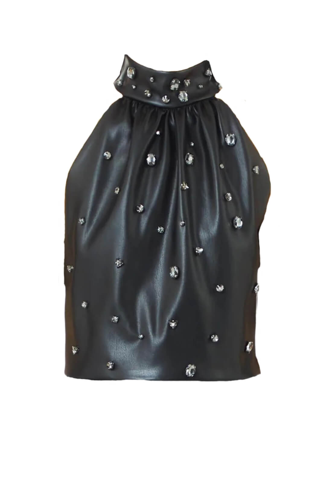 Top donna Liu Jo in ecopelle con gemme e scollo americano fronte