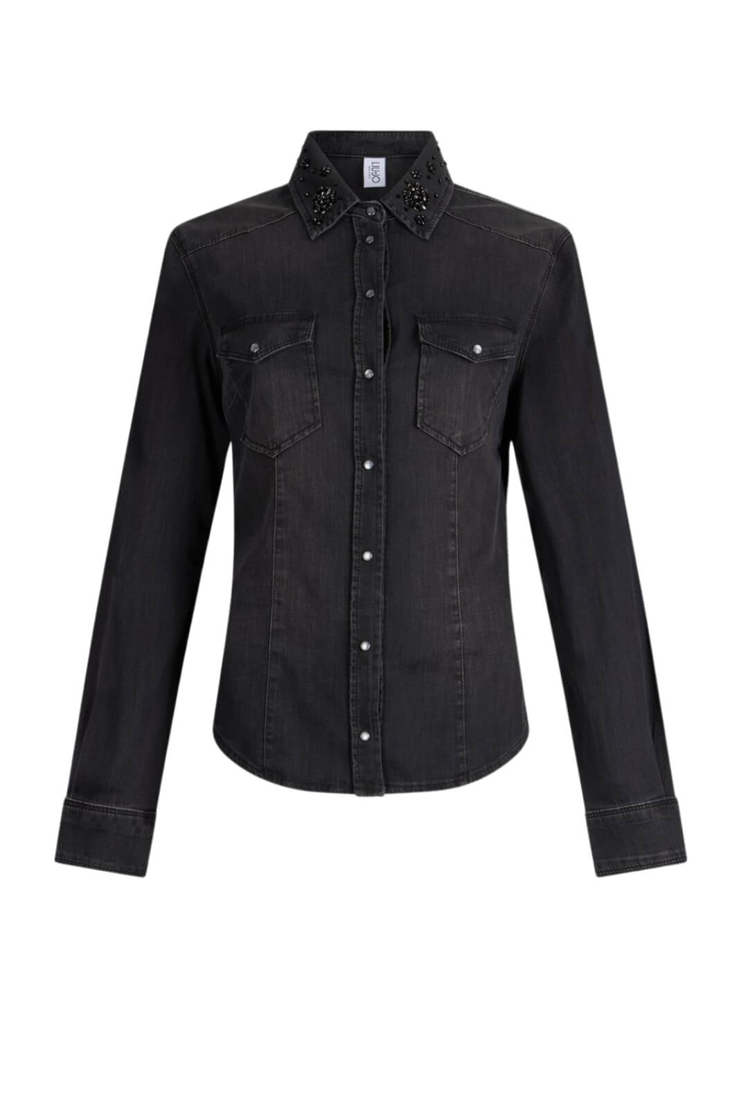 Camicia da donna Liu Jo in denim con strass al colletto fronte