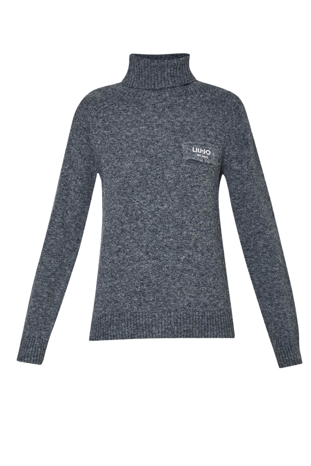 Dolcevita da donna in melange con finto taschino logato