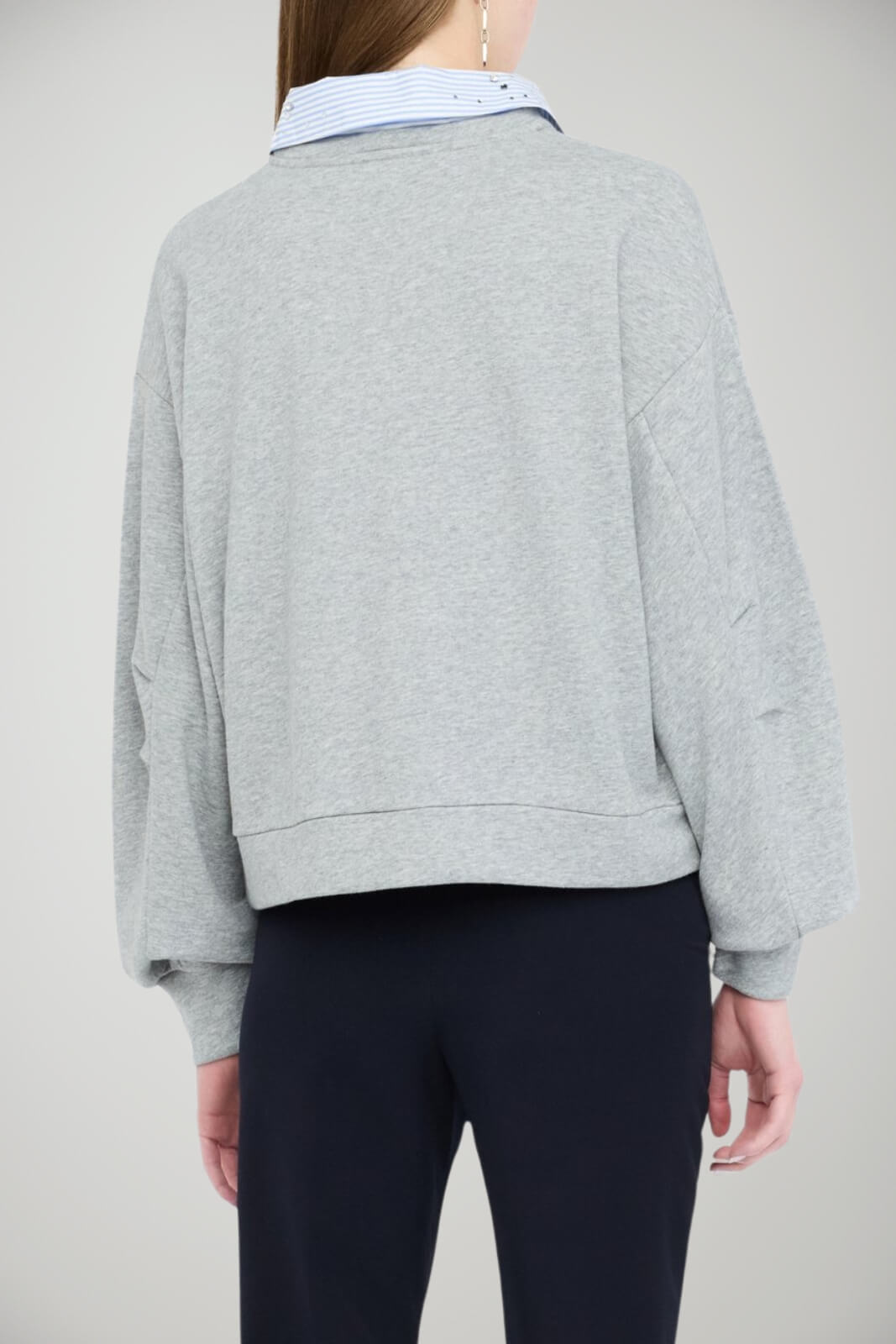 Felpa donna Liu Jo con colletto rigato e strass retro