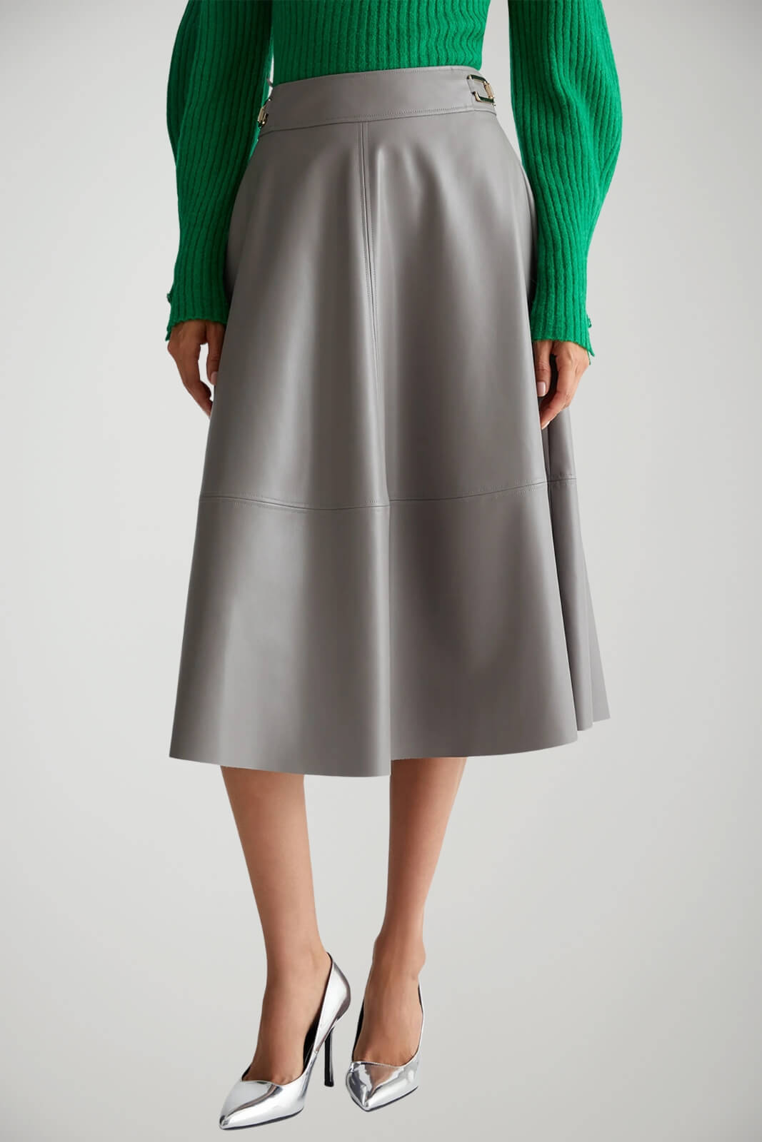 Gonna in ecopelle a campana fronte 1