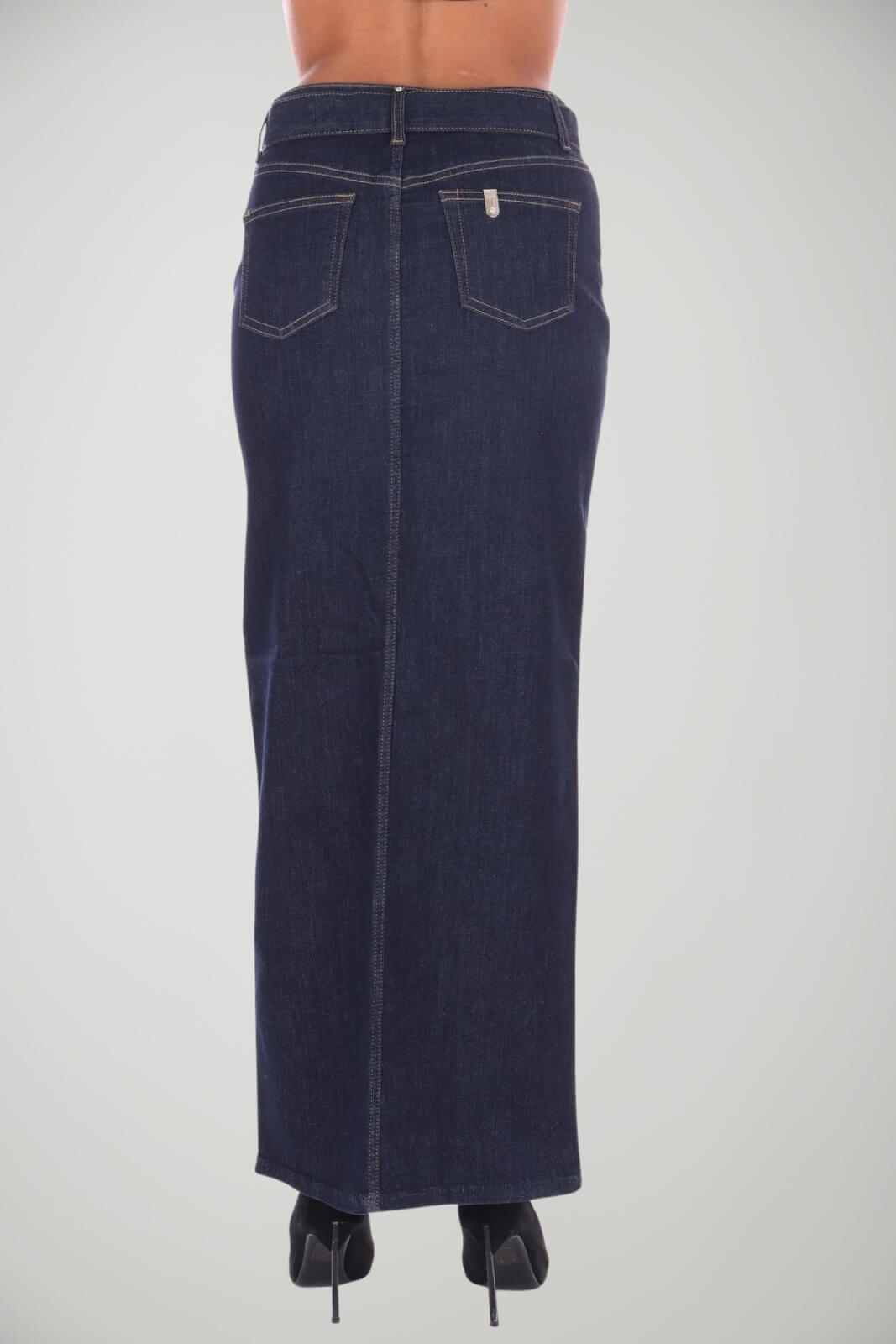 Gonna longuette Liu Jo in denim con cintura e fibbia logata