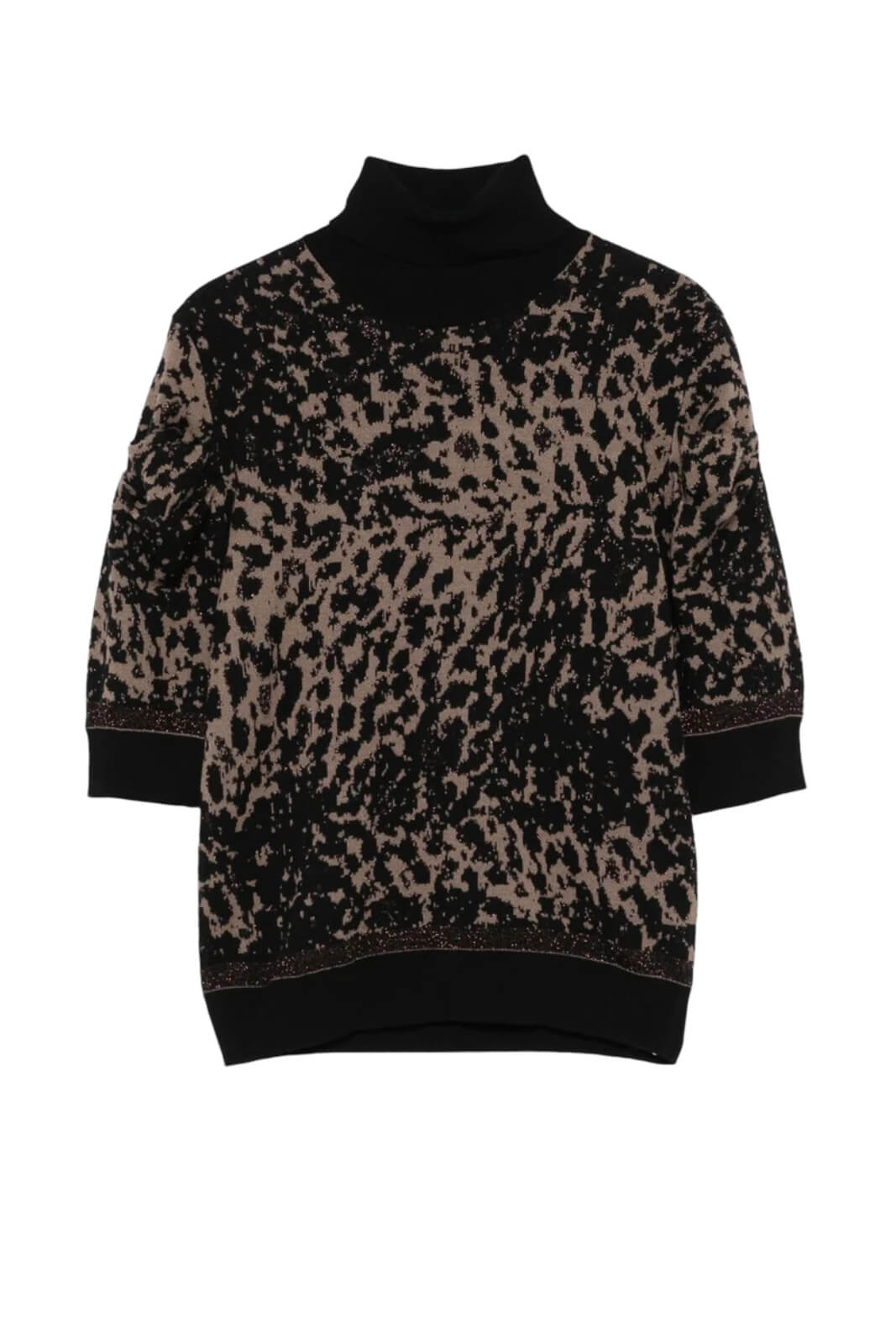 Maglia da donna Liu Jo collo alto con lurex in fantasia maculata