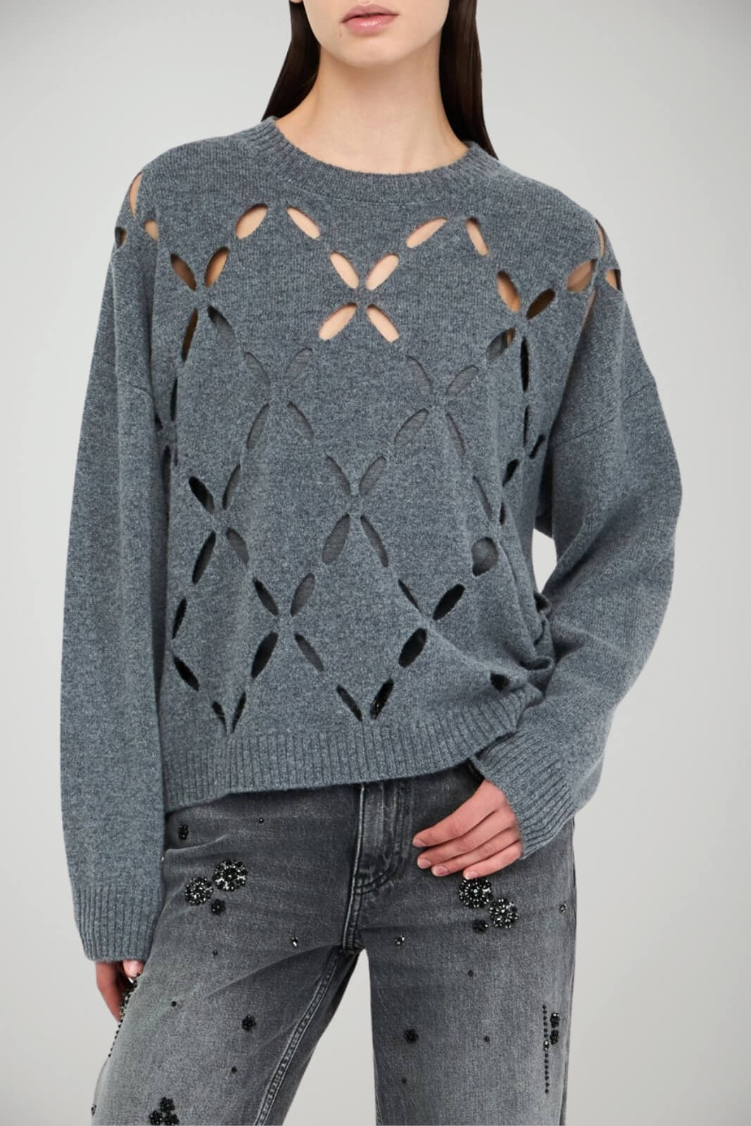 Maglione in lana da donna Liu Jo a girocollo con cut out fronte 1