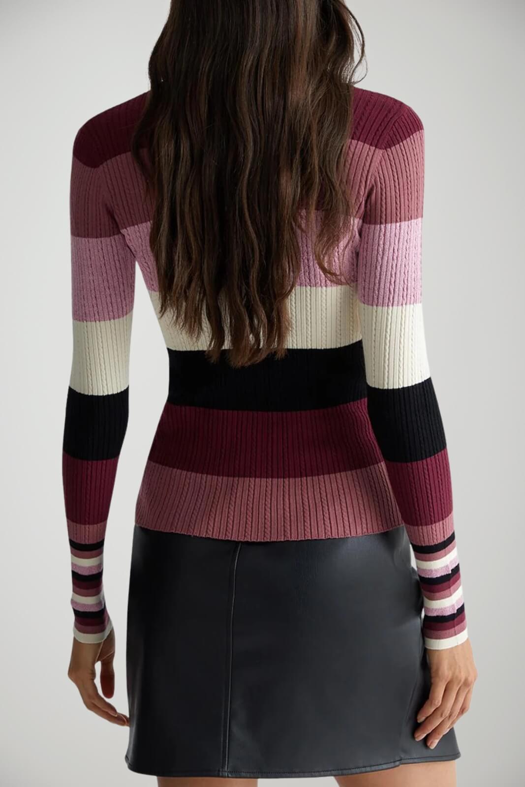 Maglia da donna modello polo Liu Jo a righe multicolore con lurex