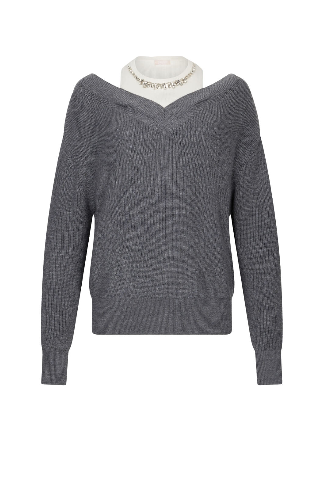 Maglia da donna Liu Jo doppio capo con strass fronte