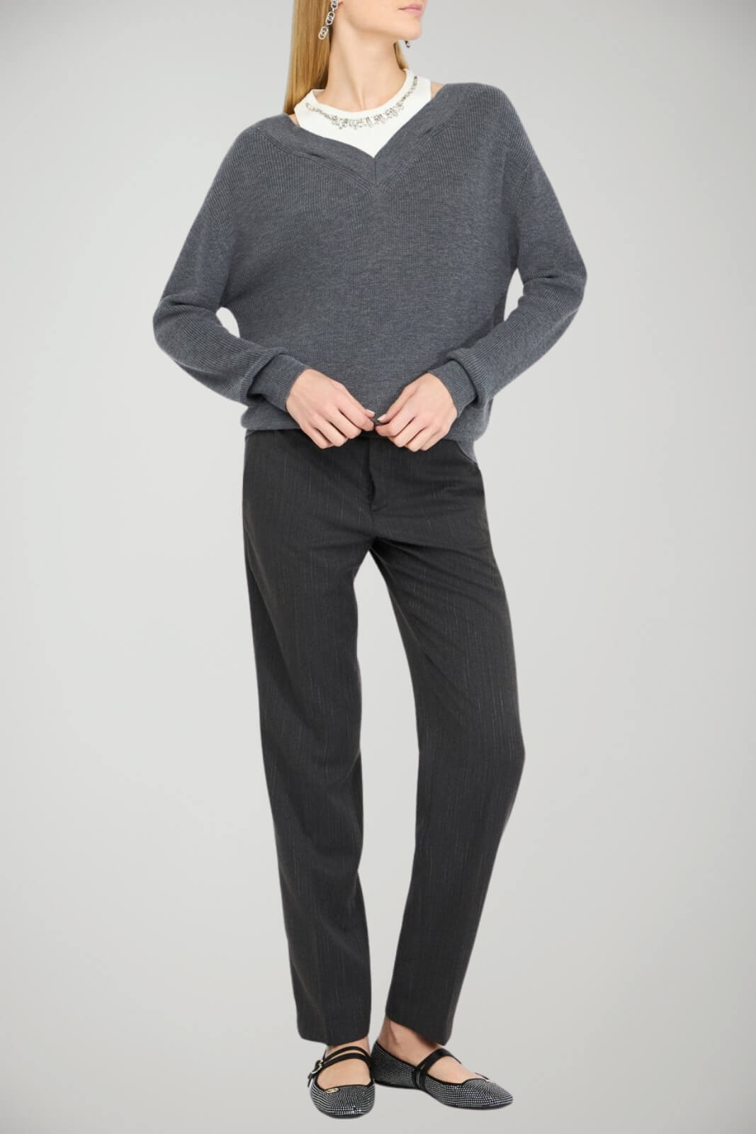 Maglia da donna Liu Jo doppio capo con strass outfit