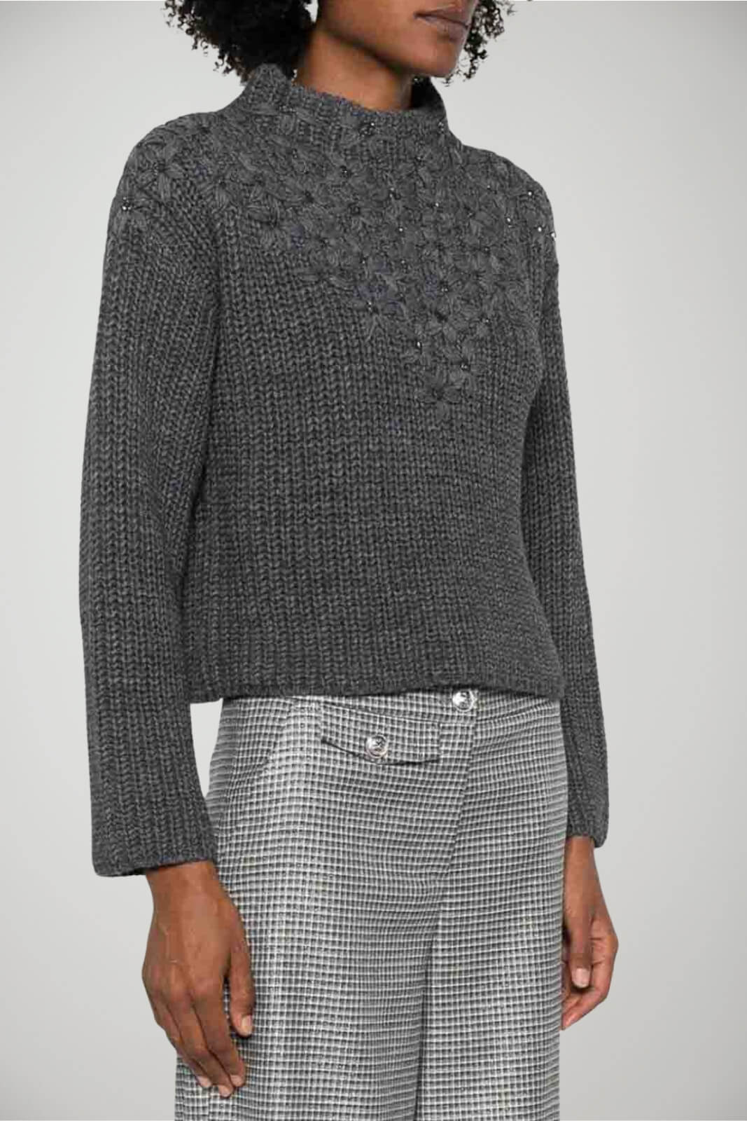 Maglione da donna Liu Jo con strass e ricami floreali