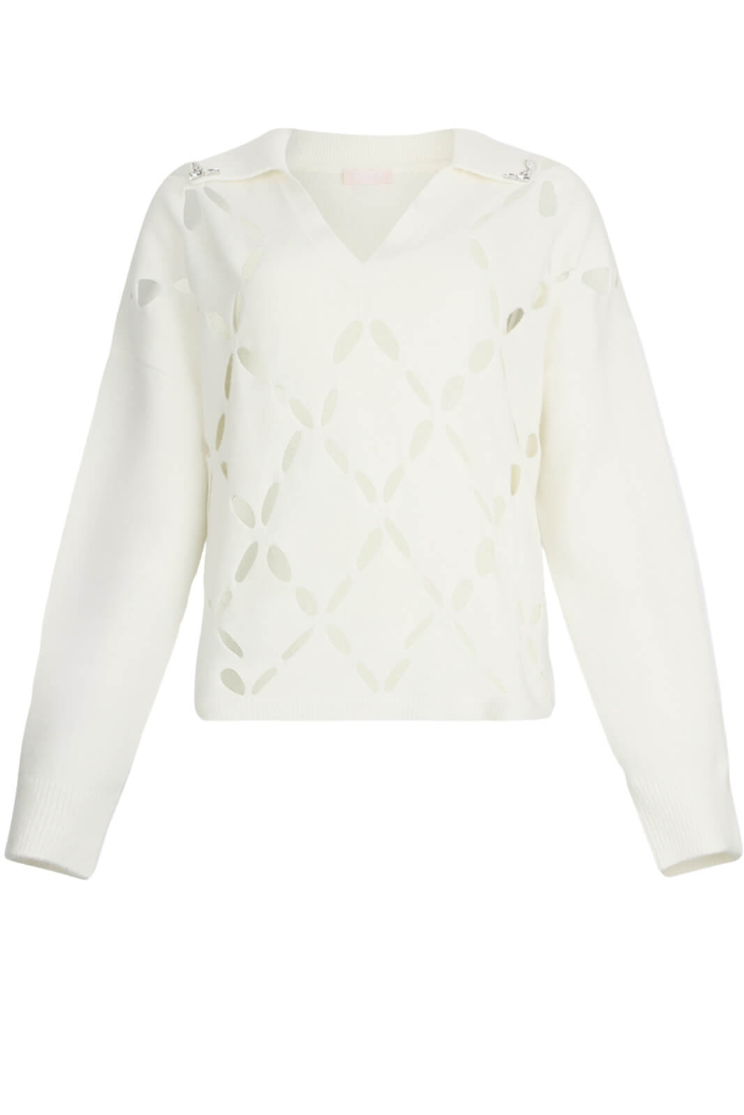 Maglione da donna Liu Jo con strass in lana traforato fronte