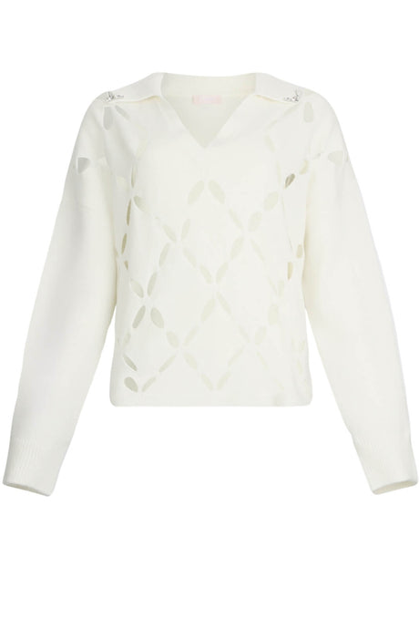 Maglione da donna Liu Jo con strass in lana traforato fronte