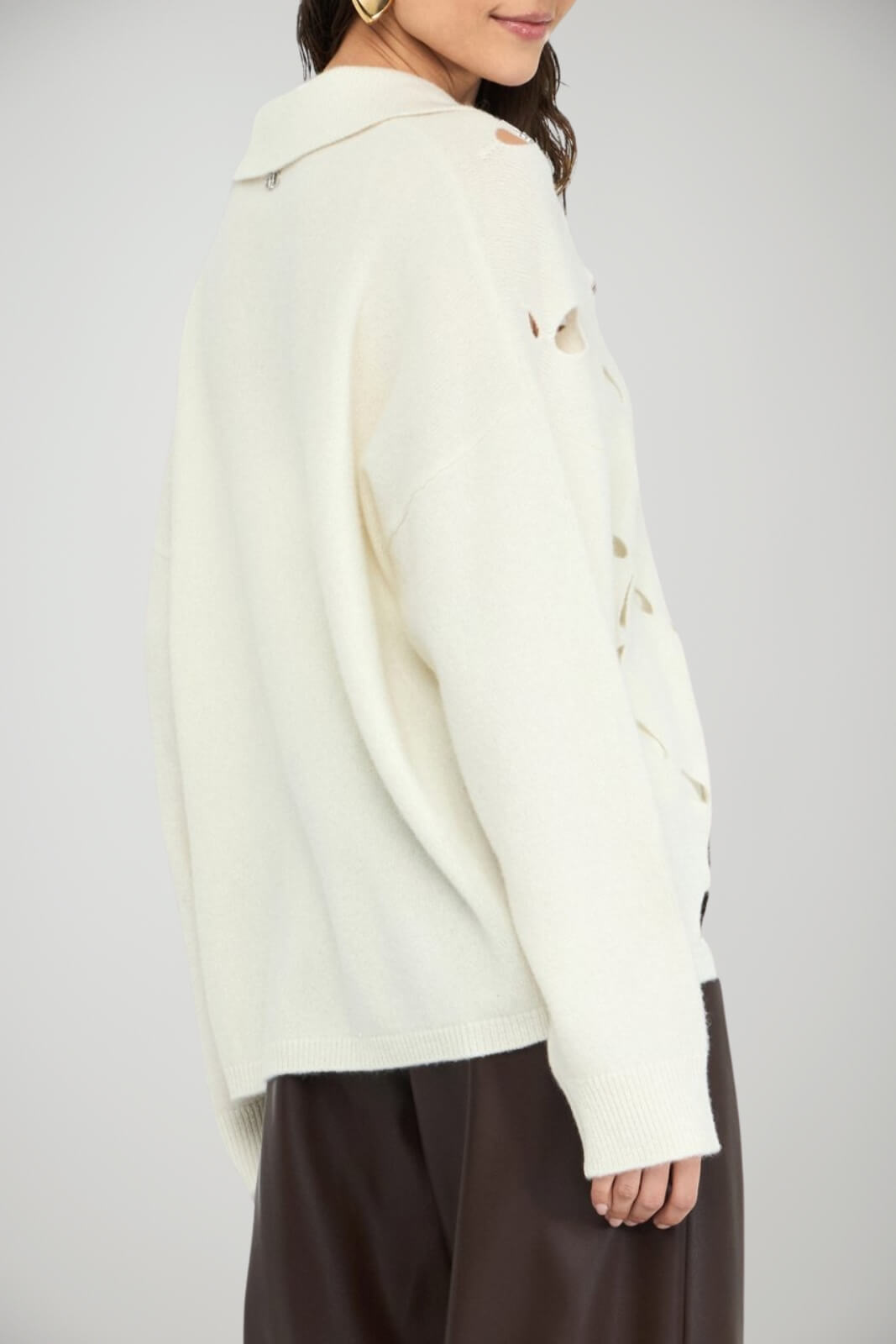 Maglione da donna Liu Jo con strass in lana traforato retro