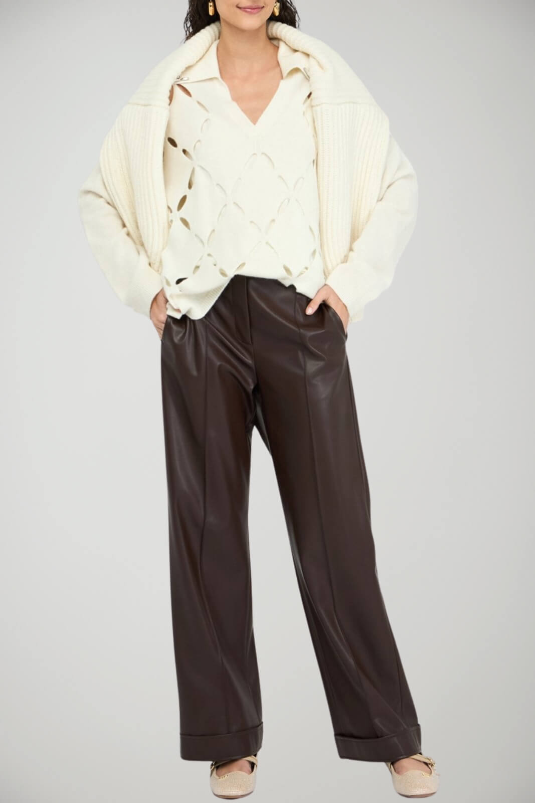 Maglione da donna Liu Jo con strass in lana traforato outfit