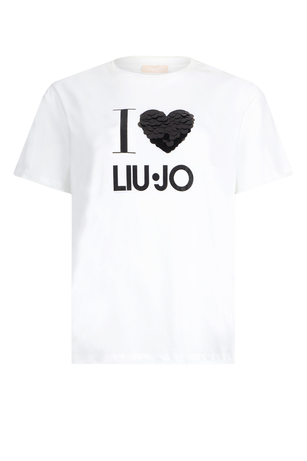 T-shirt da donna Liu Jo maniche corte con logo in paillettes fronte