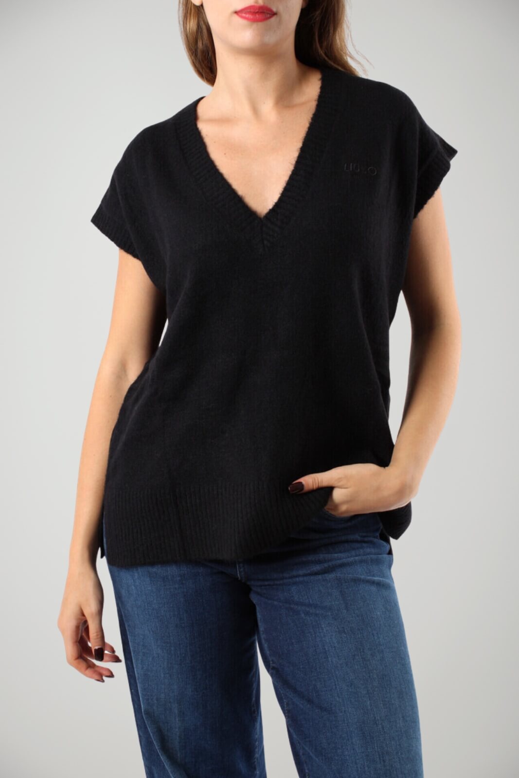 Maglia smanicata Liu Jo da donna in lana con scollo a V