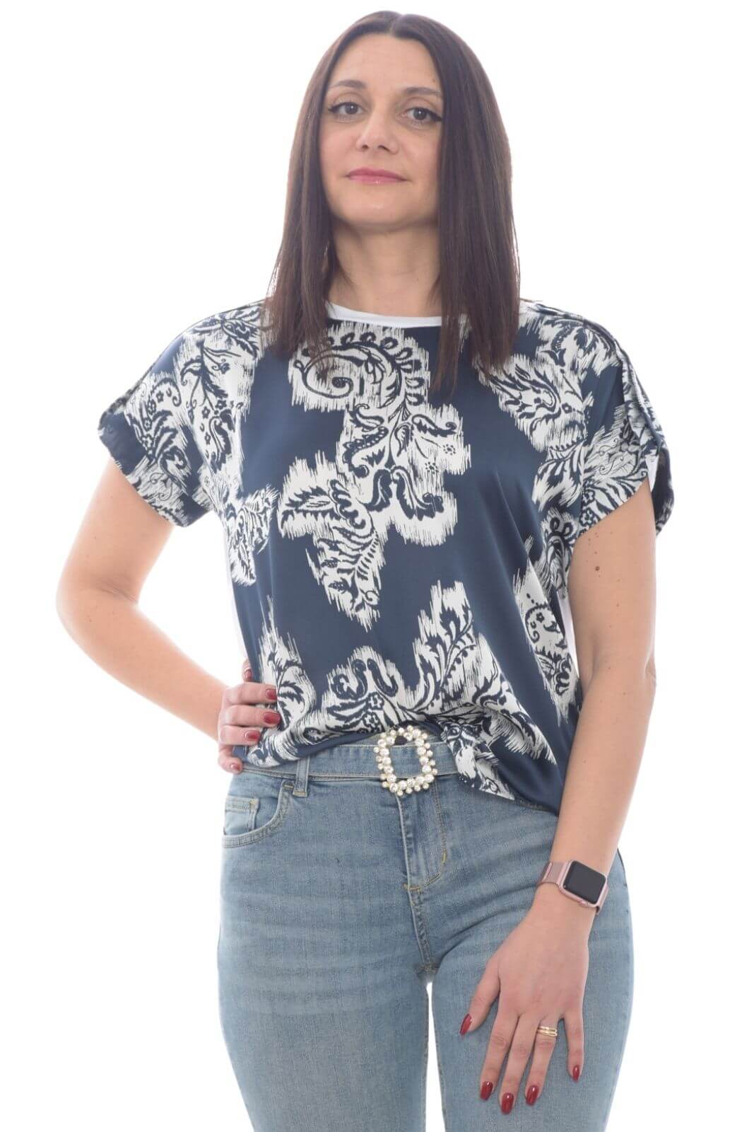 Liu Jo Women's T-shirt with pleats on the shoulders