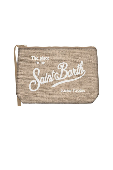 MC2 Saint Barth Pochette Aline in lino con logo stampato