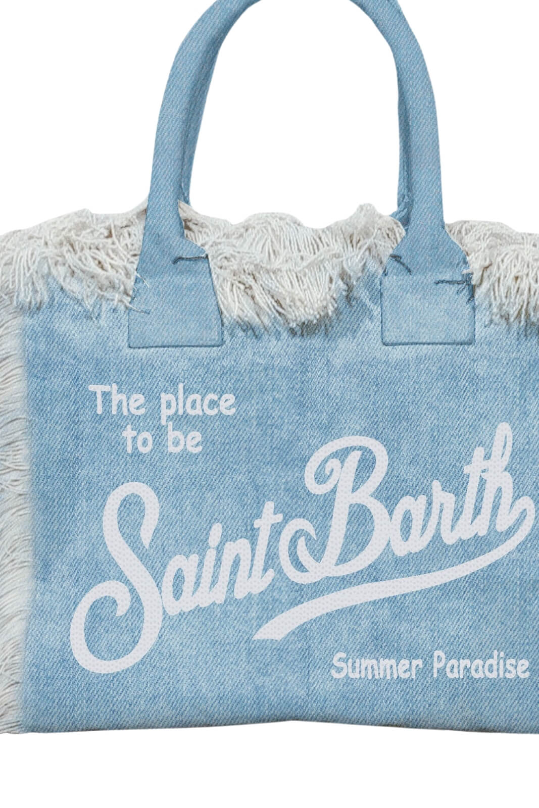 Borsa piccola da donna MC2 Saint Barth in denim con frange