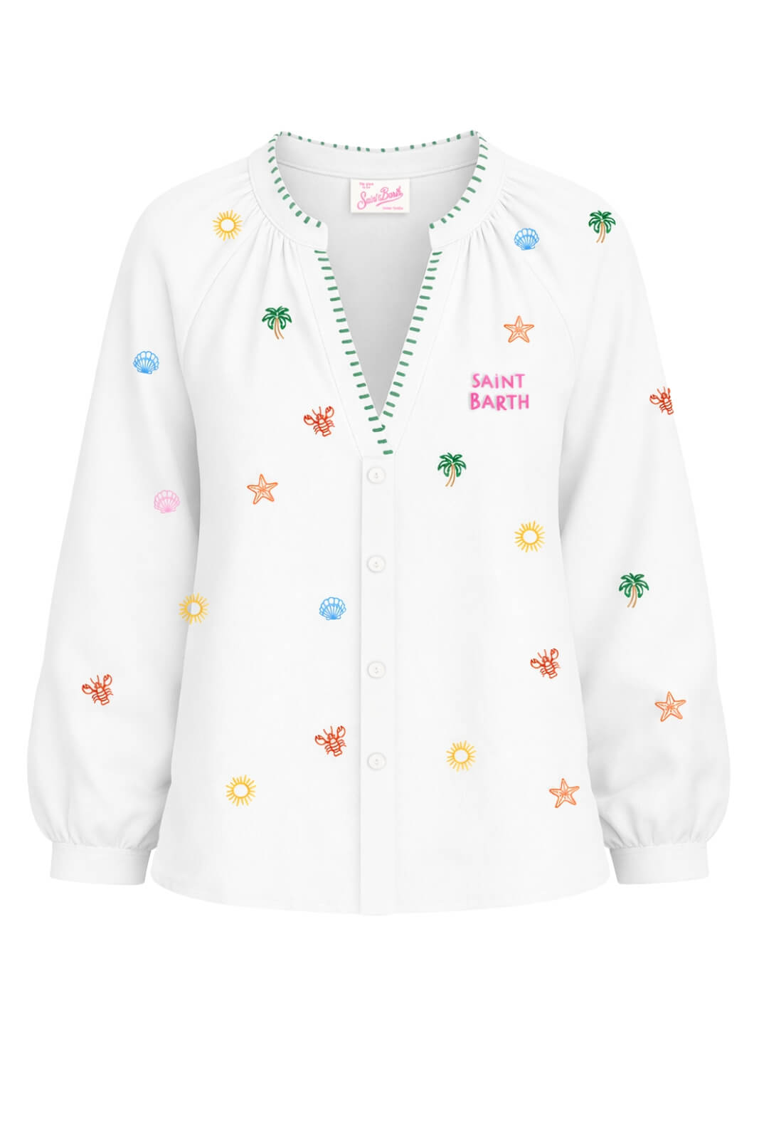 Camicia da donna MC2 Saint Barth con ricami e scollo a V