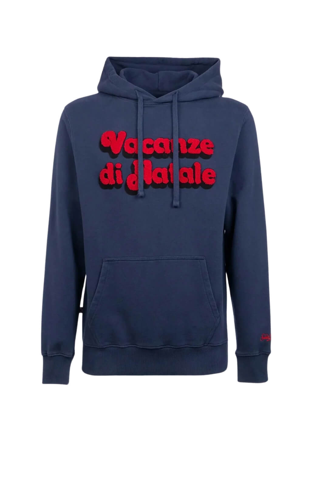 Felpa da uomo con cappuccio e lettering vacanze di natale fronte
