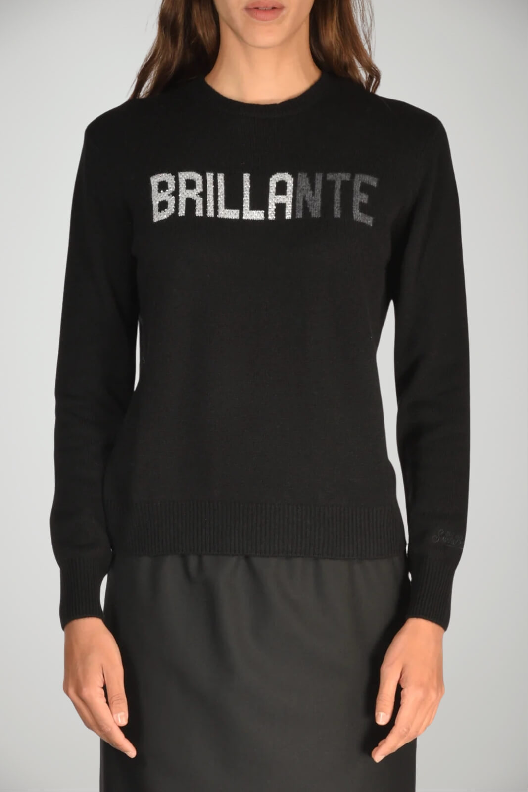 Maglione MC2 Saint Barth da donna a girocollo con lettering brillante sul torace fronte 1
